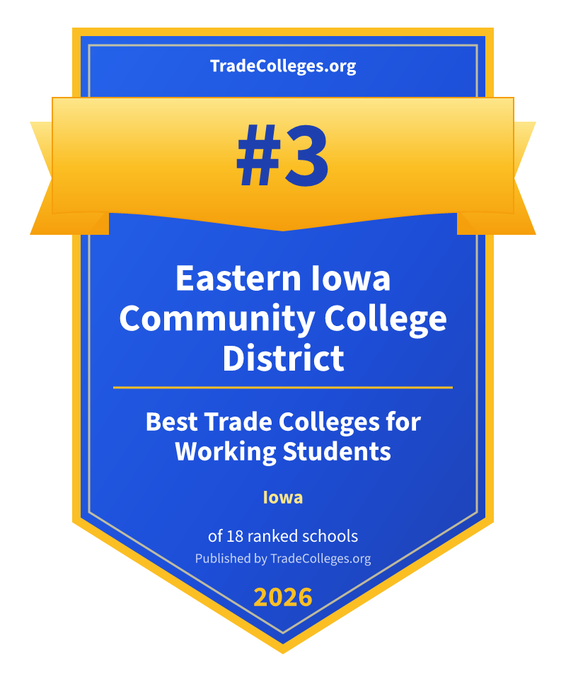 Eastern Iowa Community College District — #3 of 18 ranked trade colleges for working students in Iowa, TradeColleges.org 2026