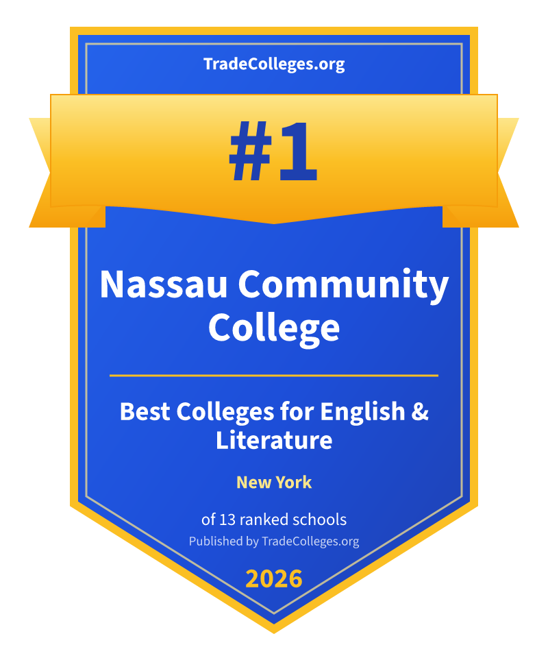 Nassau Community College — #1 of 13 ranked colleges for english & literature in New York, TradeColleges.org 2026