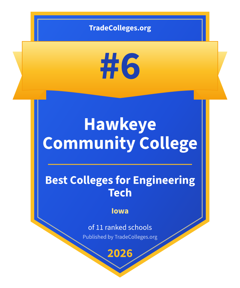 Hawkeye Community College — #6 of 11 ranked colleges for engineering tech in Iowa, TradeColleges.org 2026