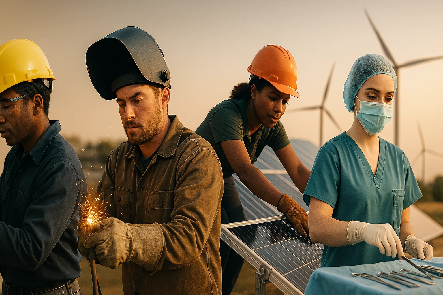 Students comparing trade college vs traditional college options with financial benefits and career outcomes